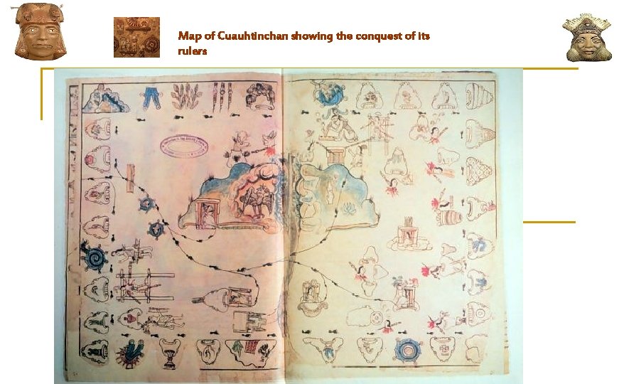 Map of Cuauhtinchan showing the conquest of its rulers 