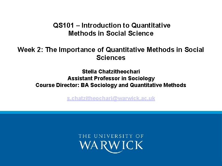 QS 101 Introduction to Quantitative Methods in Social