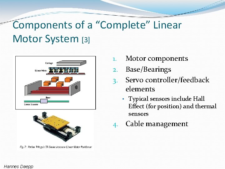 Components of a “Complete” Linear Motor System [3] 1. Motor components 2. Base/Bearings 3.