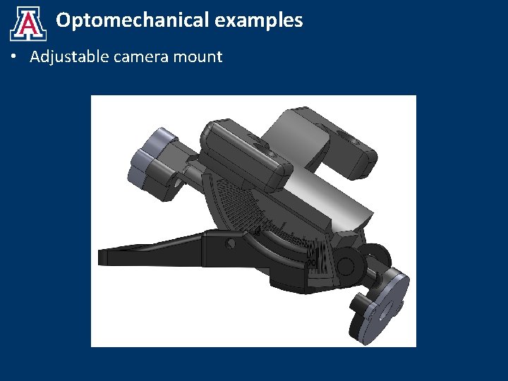 Optomechanical examples • Adjustable camera mount 