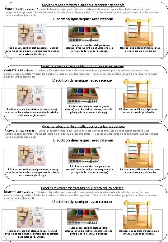 Construire les premiers outils pour organiser sa pensée COMPETENCES validées : * Utiliser le