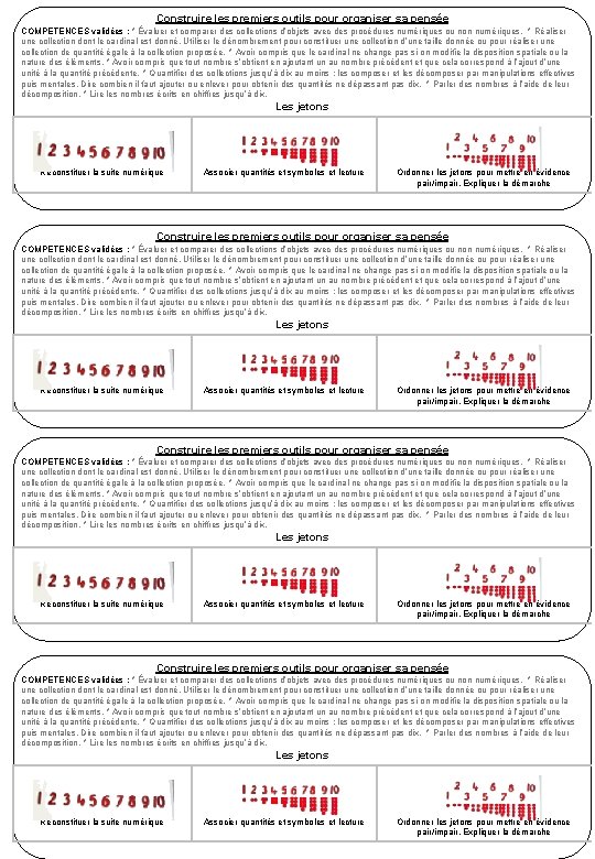 Construire les premiers outils pour organiser sa pensée COMPETENCES validées : * Évaluer et