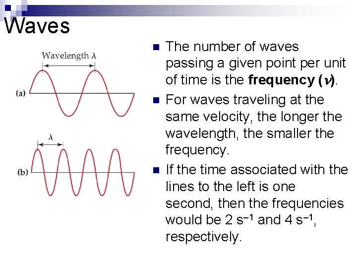 Waves n n n The number of waves passing a given point per unit