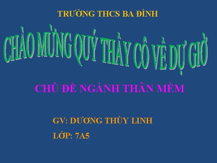 TRƯỜNG THCS BA ĐÌNH CHỦ ĐỀ NGÀNH TH N MỀM GV: DƯƠNG THÙY LINH