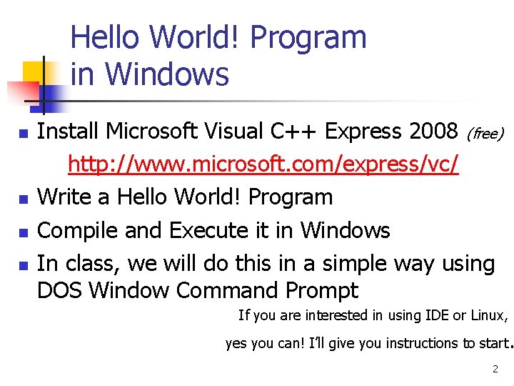 Cs 73 Computer Programming W Eng Applications Hello