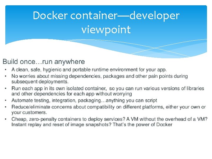 Docker container—developer viewpoint Docker container—developer viewpoint