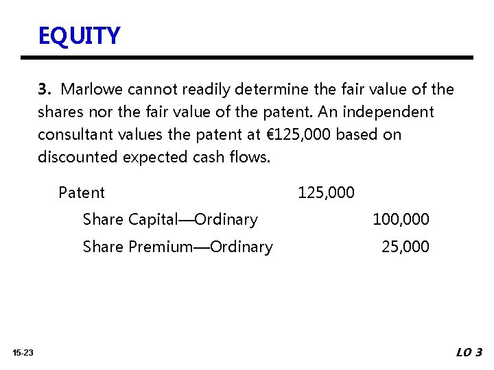 EQUITY 3. Marlowe cannot readily determine the fair value of the shares nor the
