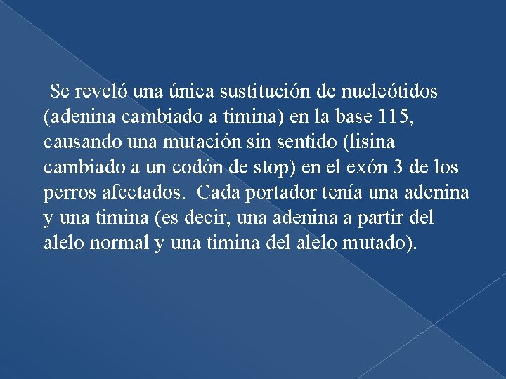  Se reveló una única sustitución de nucleótidos (adenina cambiado a timina) en la