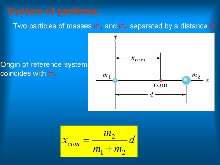 System of particles: Two particles of masses m 1 and m 2 separated by