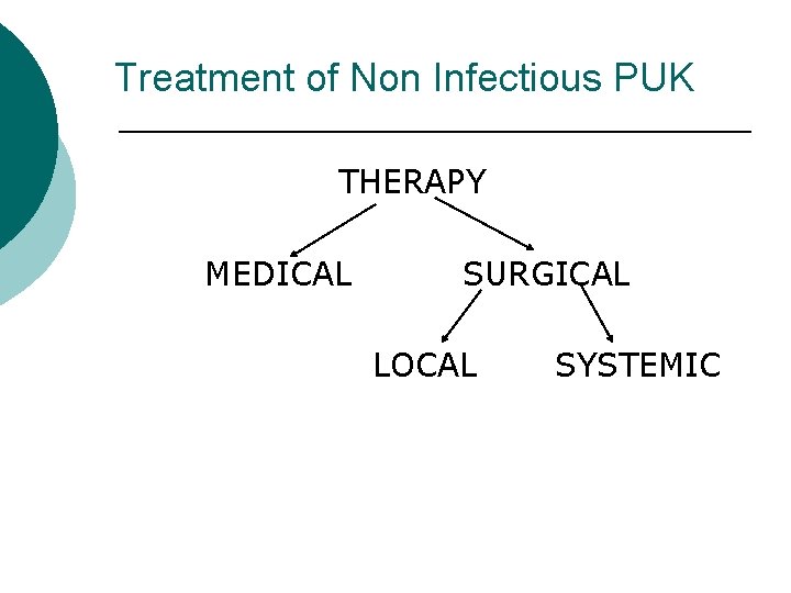 Treatment of Non Infectious PUK THERAPY MEDICAL SURGICAL LOCAL SYSTEMIC 