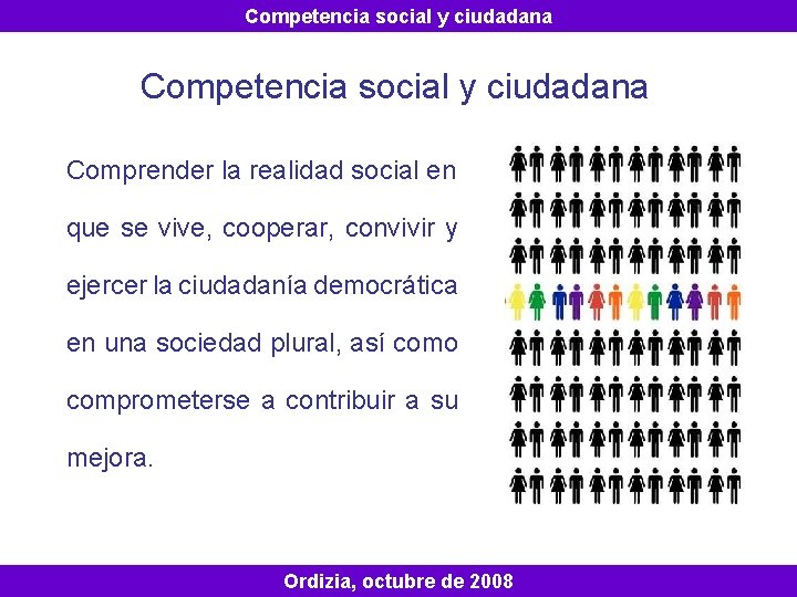 Competencia social y ciudadana Comprender la realidad social en que se vive, cooperar, convivir