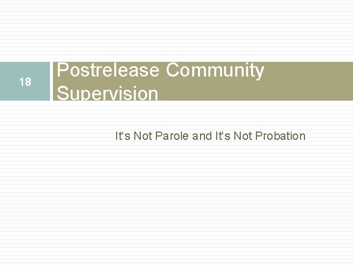 18 Postrelease Community Supervision It’s Not Parole and It’s Not Probation 18 Postrelease Community Supervision It’s Not Parole and It’s Not Probation