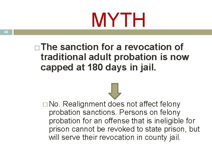 MYTH 48 � The sanction for a revocation of traditional adult probation is now MYTH 48 � The sanction for a revocation of traditional adult probation is now