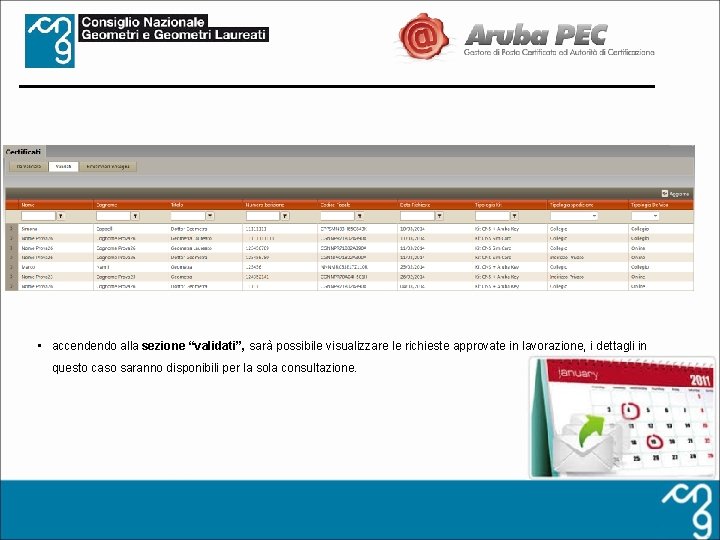  • accendendo alla sezione “validati”, sarà possibile visualizzare le richieste approvate in lavorazione,