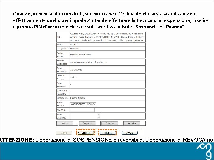 Quando, in base ai dati mostrati, si è sicuri che il Certificato che si