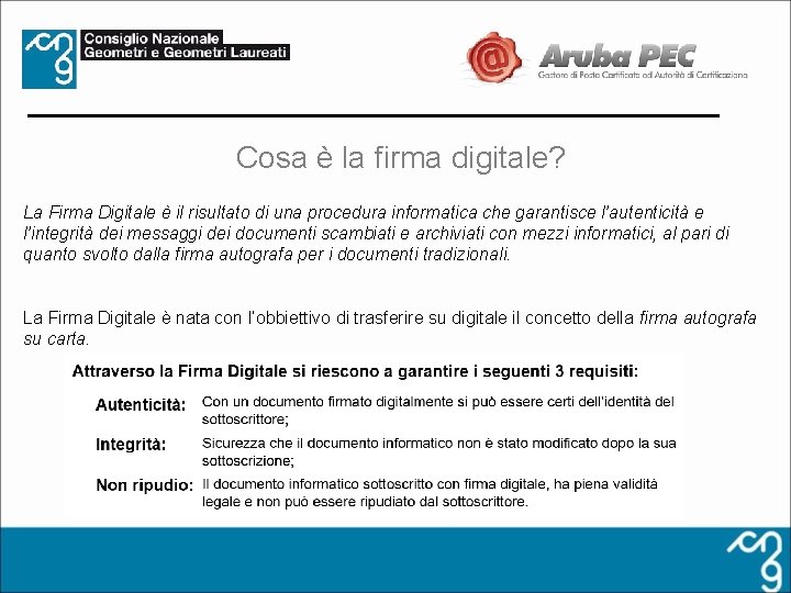 Cosa è la firma digitale? La Firma Digitale è il risultato di una procedura