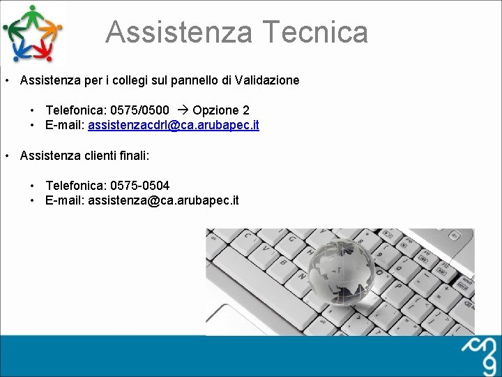 Assistenza Tecnica • Assistenza per i collegi sul pannello di Validazione • Telefonica: 0575/0500