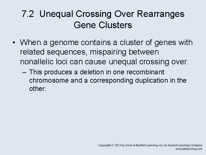 7. 2 Unequal Crossing Over Rearranges Gene Clusters • When a genome contains a