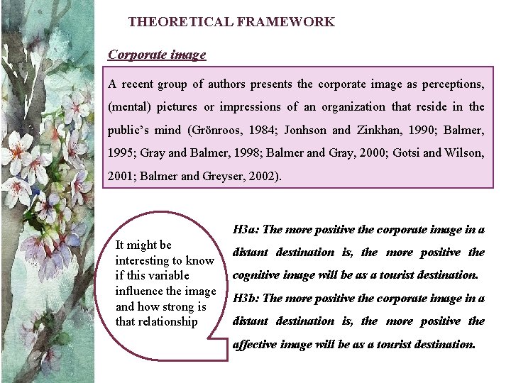 THEORETICAL FRAMEWORK Corporate image A recent group of authors presents the corporate image as