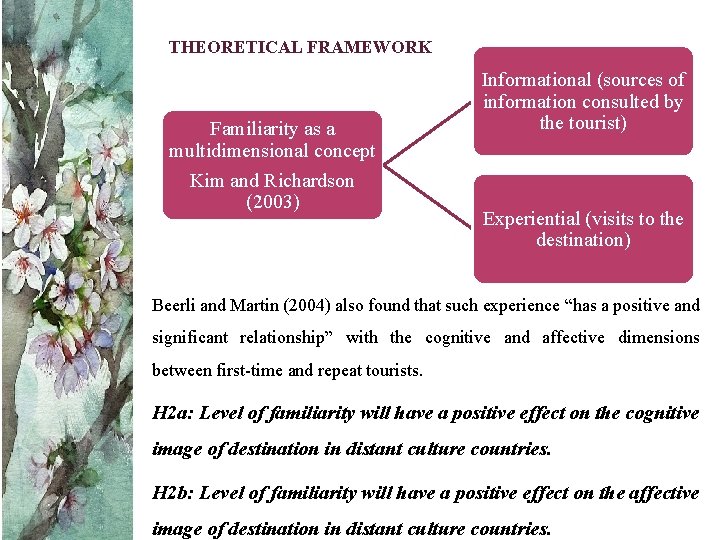THEORETICAL FRAMEWORK Familiarity as a multidimensional concept Kim and Richardson (2003) Informational (sources of