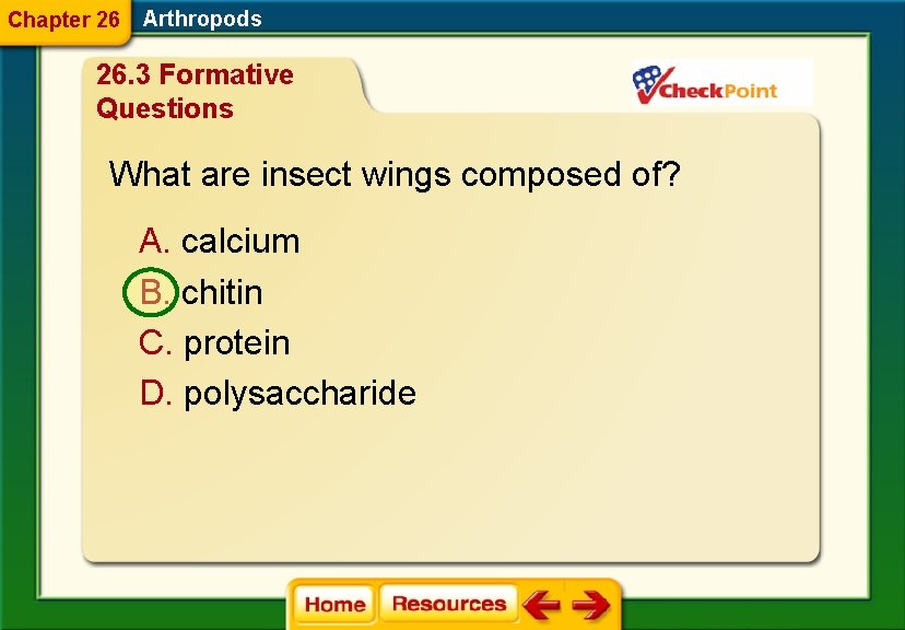 Chapter 26 Arthropods 26. 3 Formative Questions What are insect wings composed of? A.