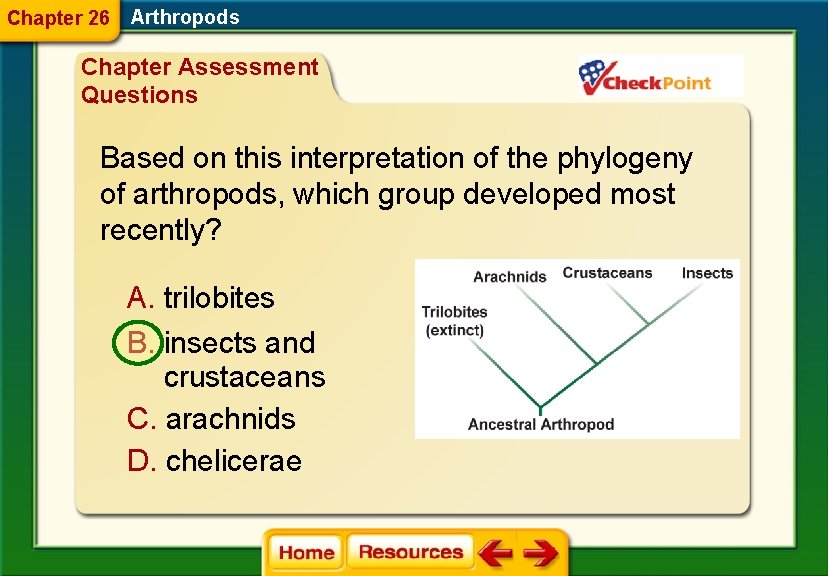 Chapter 26 Arthropods Chapter Assessment Questions Based on this interpretation of the phylogeny of
