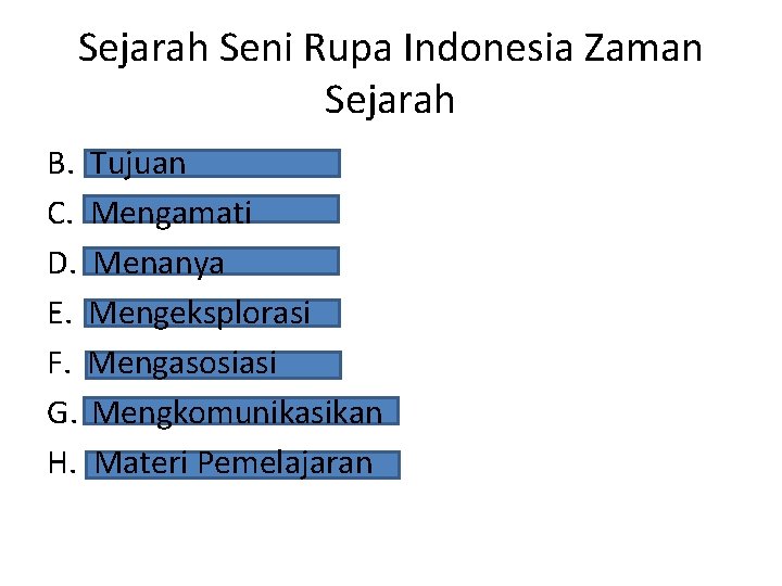 Sejarah Seni Rupa Indonesia Zaman Sejarah B. Tujuan C. Mengamati D. Menanya E. Mengeksplorasi