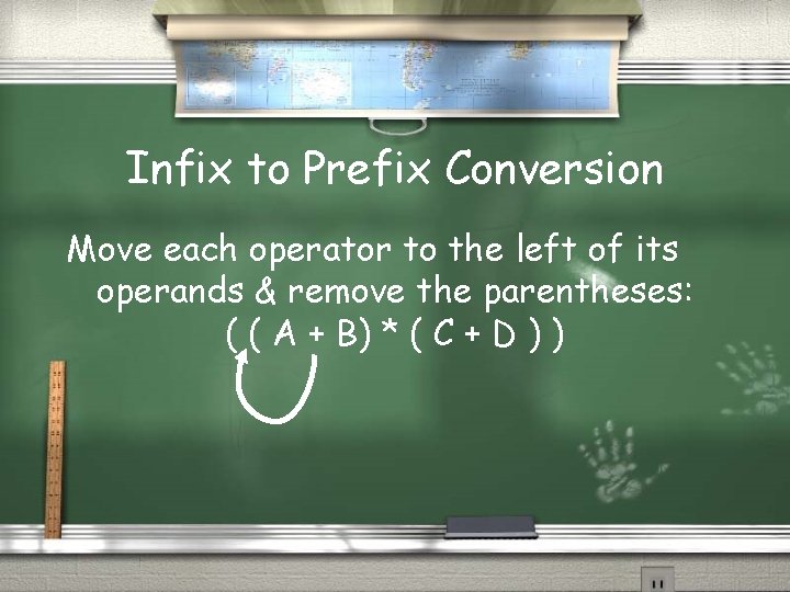 Infix to Prefix Conversion Move each operator to the left of its operands &