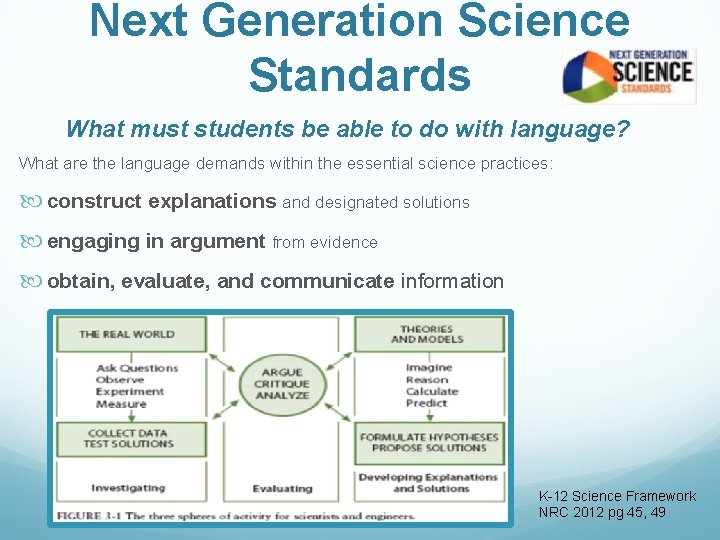 Next Generation Science Standards What must students be able to do with language? What Next Generation Science Standards What must students be able to do with language? What
