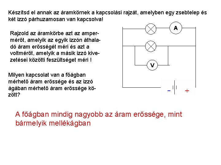 Készítsd el annak az áramkörnek a kapcsolási rajzát, amelyben egy zsebtelep és két izzó