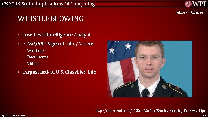 CS 3043 Social Implications Of Computing Jeffrey J. Chaves WHISTLEBLOWING • Low-Level Intelligence Analyst