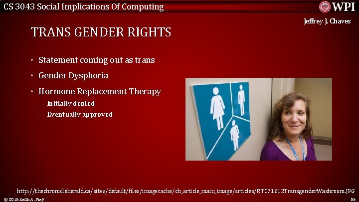 CS 3043 Social Implications Of Computing TRANS GENDER RIGHTS Jeffrey J. Chaves • Statement