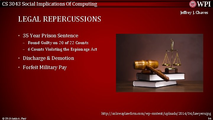 CS 3043 Social Implications Of Computing LEGAL REPERCUSSIONS Jeffrey J. Chaves • 35 Year