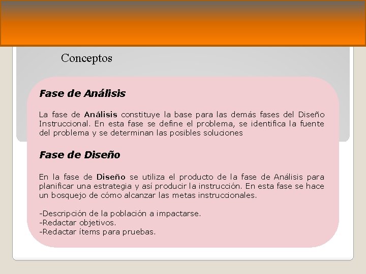 Conceptos Fase de Análisis La fase de Análisis constituye la base para las demás