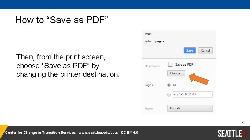 How to “Save as PDF” Then, from the print screen, choose "Save as PDF”