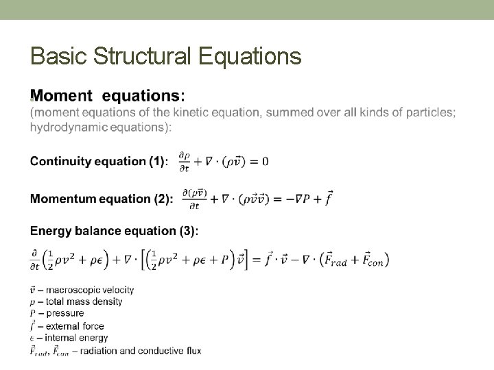 Basic Structural Equations • 