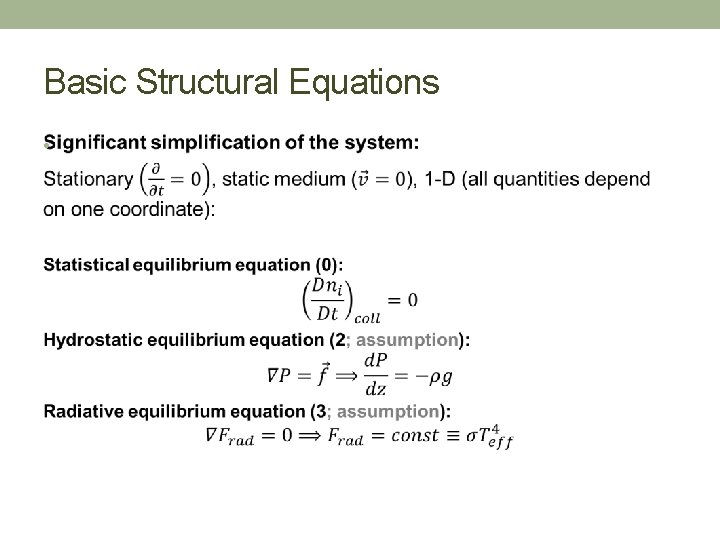 Basic Structural Equations • 