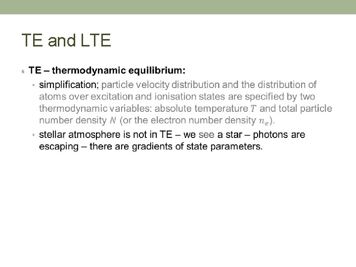 TE and LTE • 