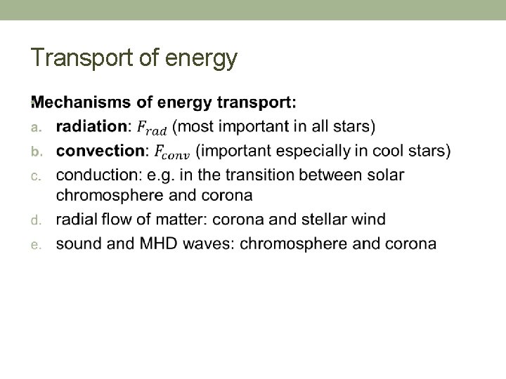 Transport of energy • 