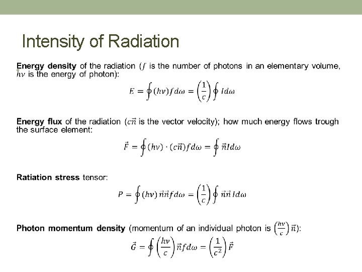 Intensity of Radiation • 