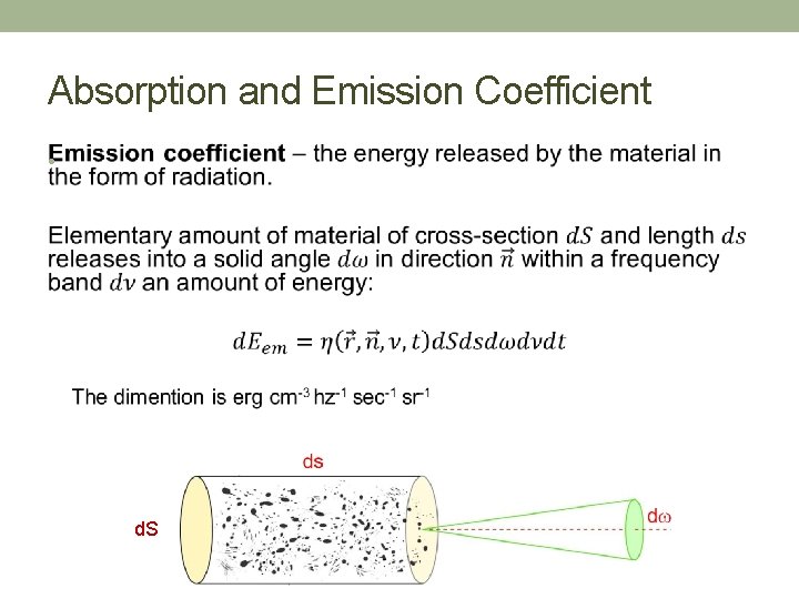 Absorption and Emission Coefficient • d. S 