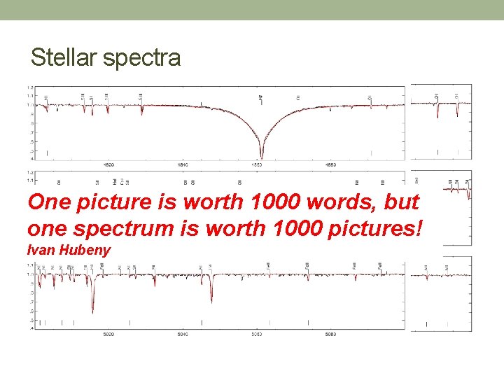 Stellar spectra One picture is worth 1000 words, but one spectrum is worth 1000