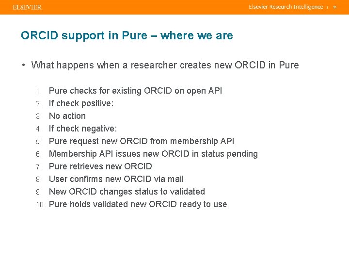 | ORCID support in Pure – where we are • What happens when a