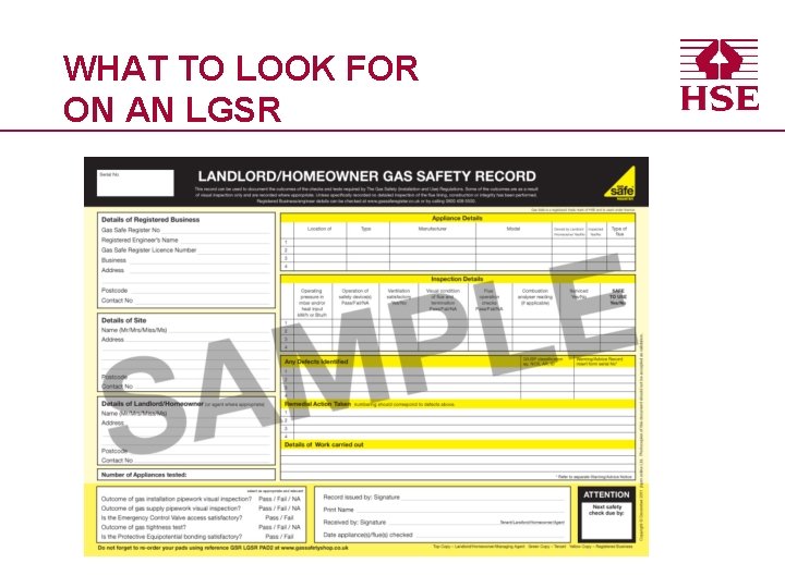 WHAT TO LOOK FOR ON AN LGSR 