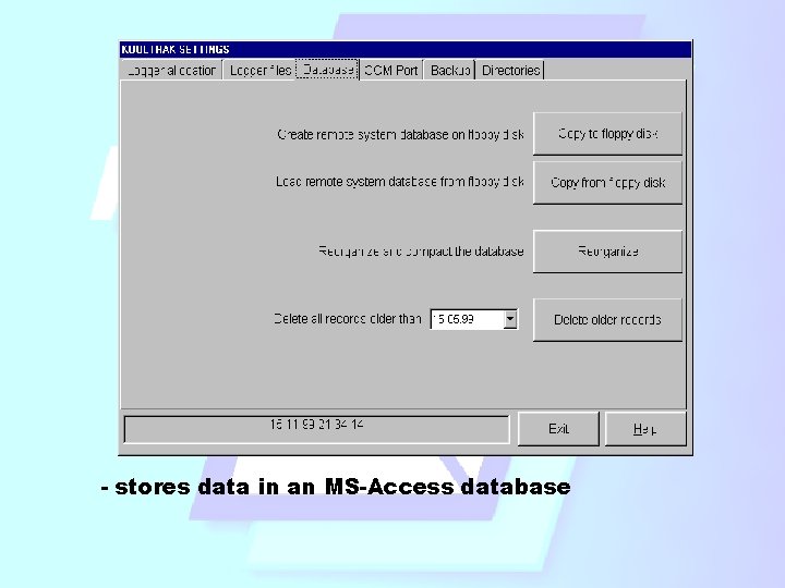 - stores data in an MS-Access database - stores data in an MS-Access database