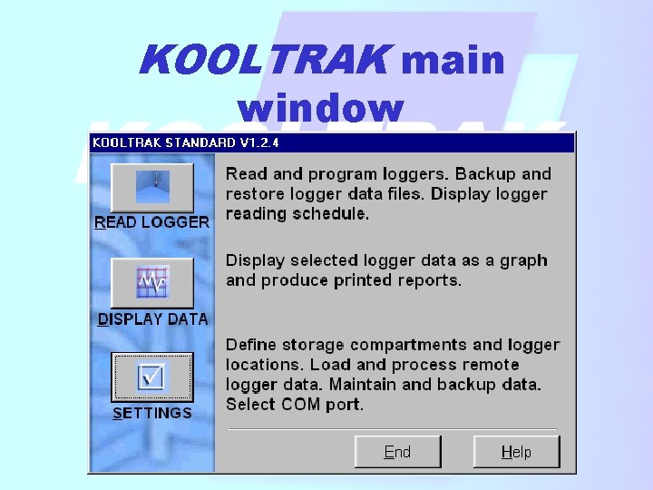 KOOLTRAK main window KOOLTRAK main window