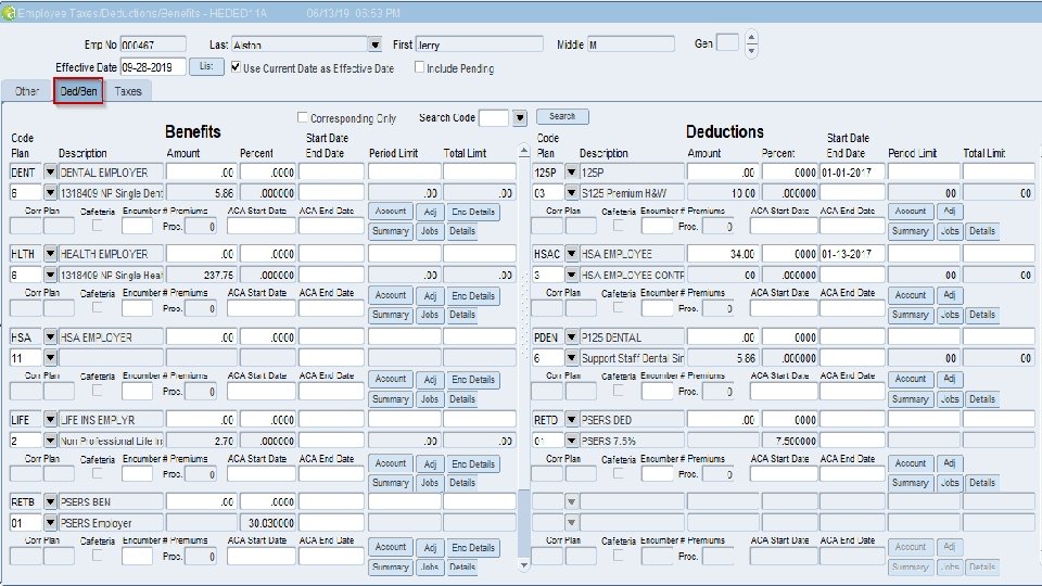 Employee Taxes/Ded/Bens - Taxes 28 