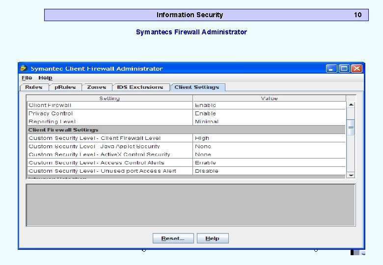 Information Security Symantecs Firewall Administrator 10 