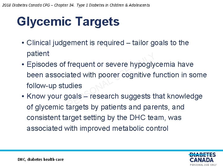 2018 Diabetes Canada CPG – Chapter 34. Type 1 Diabetes in Children & Adolescents