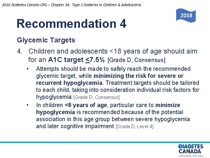 2018 Diabetes Canada CPG – Chapter 34. Type 1 Diabetes in Children & Adolescents